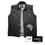 Sleeveless Demin Jacket - Black - Africa Print