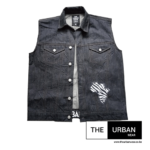 Sleeveless Demin Jacket - Navy Blue - Africa Print