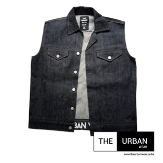 Sleeveless Demin Jacket - Navy Blue
