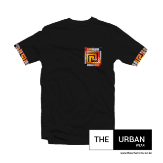Ank029 - Ankara Pocket Contrast Tshirt -Black