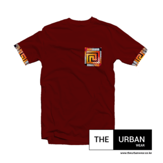 Ank029 - Ankara Pocket Contrast Tshirt - Maroon