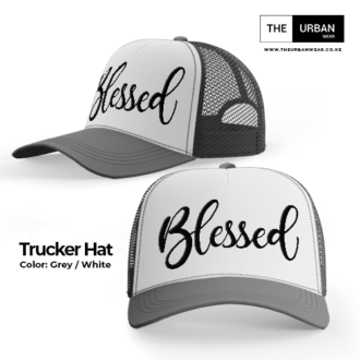 Blessed - Grey and White - Trucker Hat