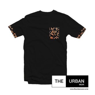 Ank032 - Ankara Pocket Contrast Tshirt - Black