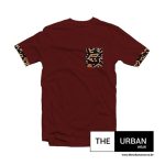 Ank032 - Ankara Pocket Contrast Tshirt - Maroon