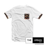 Ank032 - Ankara Pocket Contrast Tshirt - White