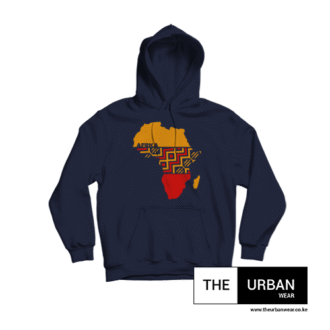 Africa Print – Hoodie – Navy Blue