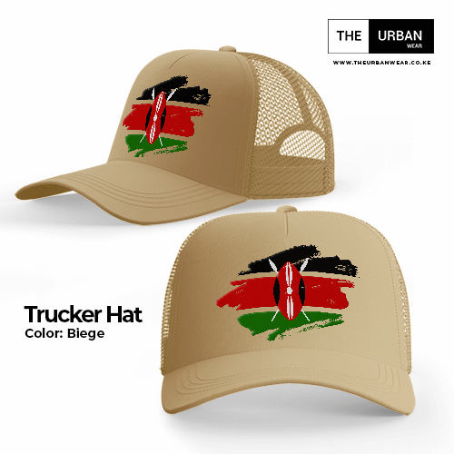 Kenya Flag – Beige – Trucker Hat