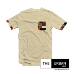 Ank040 - Ankara Pocket Contrast Tshirt - Beige