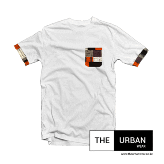 Ank040 - Ankara Pocket Contrast Tshirt - White