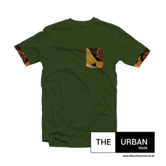 Ank042 - Ankara Pocket Contrast Tshirt - Jungle Green