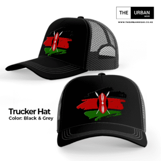 Kenya Flag – Black Grey – Trucker Hat