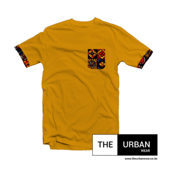 Ank046 - Ankara Pocket Contrast Tshirt - Mustard